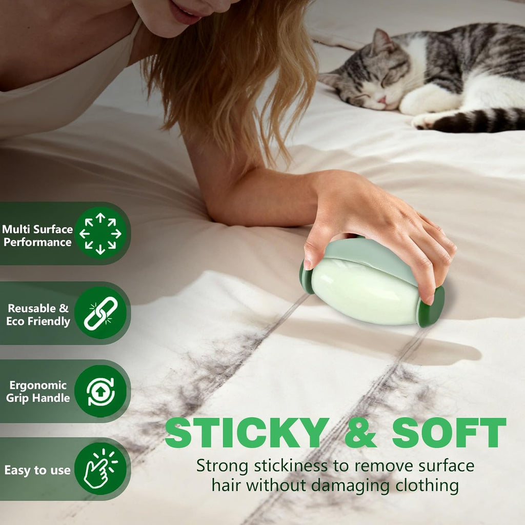 Small Lint Roller, 1 Pack Travel Size Reusable Lint Remover, 2026 Extra Sticky Lint Brush for Clothes and Cat Dog Pet Hair (Green)