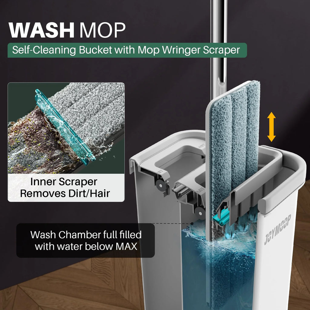 Microfiber Wet Flat Mop and Bucket System, Mops for Floor Cleaning