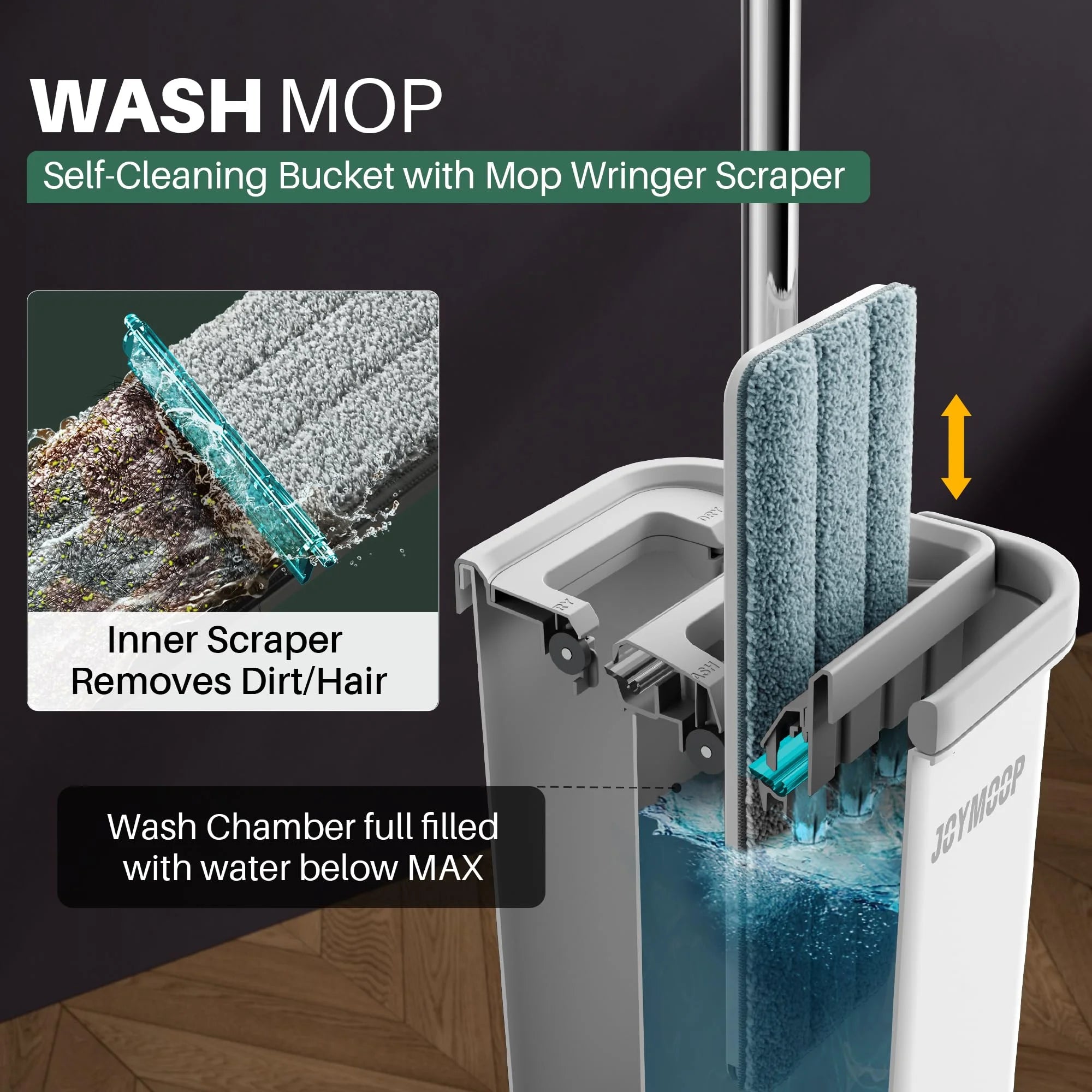 Microfiber Wet Flat Mop and Bucket System, Mops for Floor Cleaning
