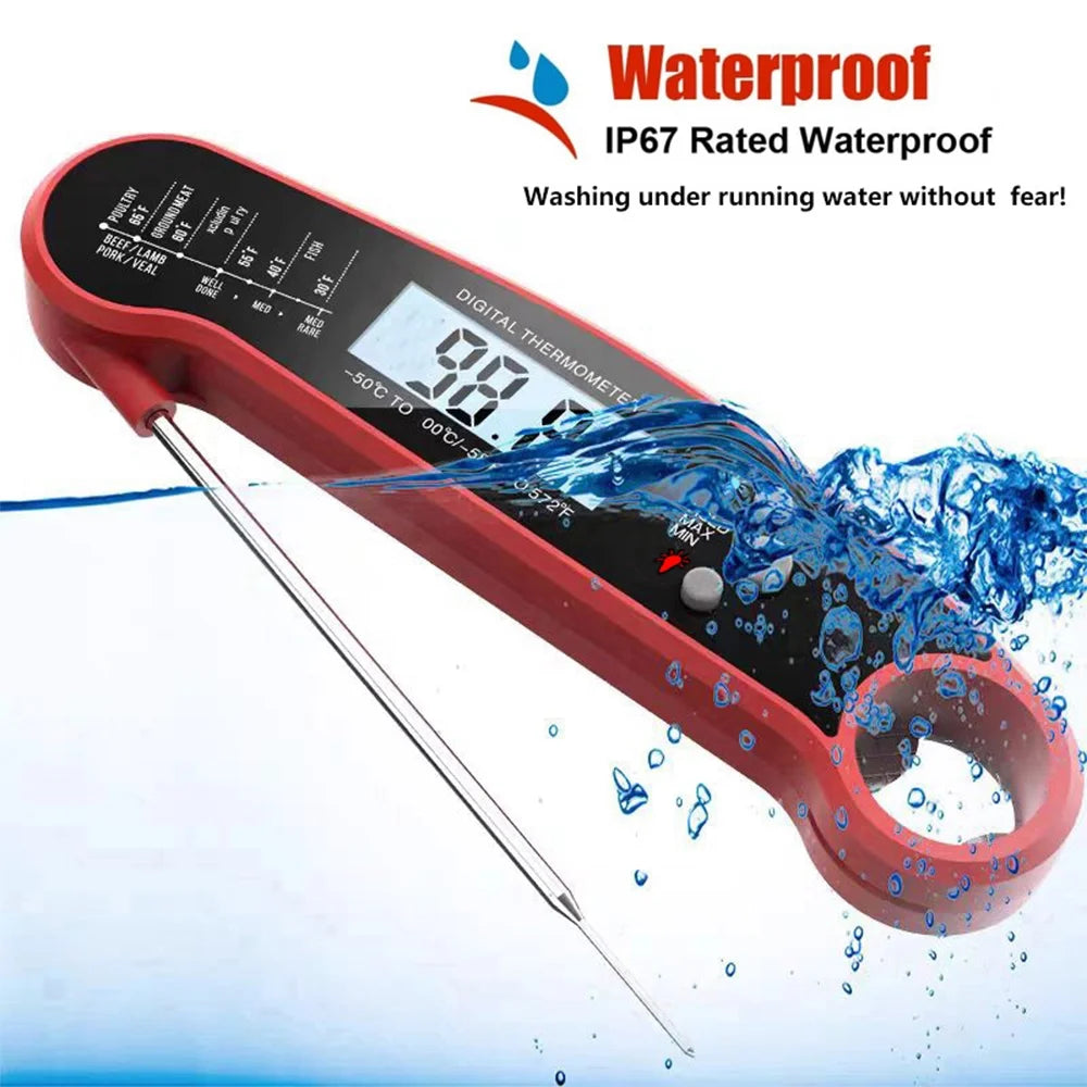 Digital Meat Thermometer for Grilling & Cooking – Waterproof Ultra-Fast Instant Read Food Thermometer with Backlight & Calibration for Kitchen, Deep Fry & BBQ