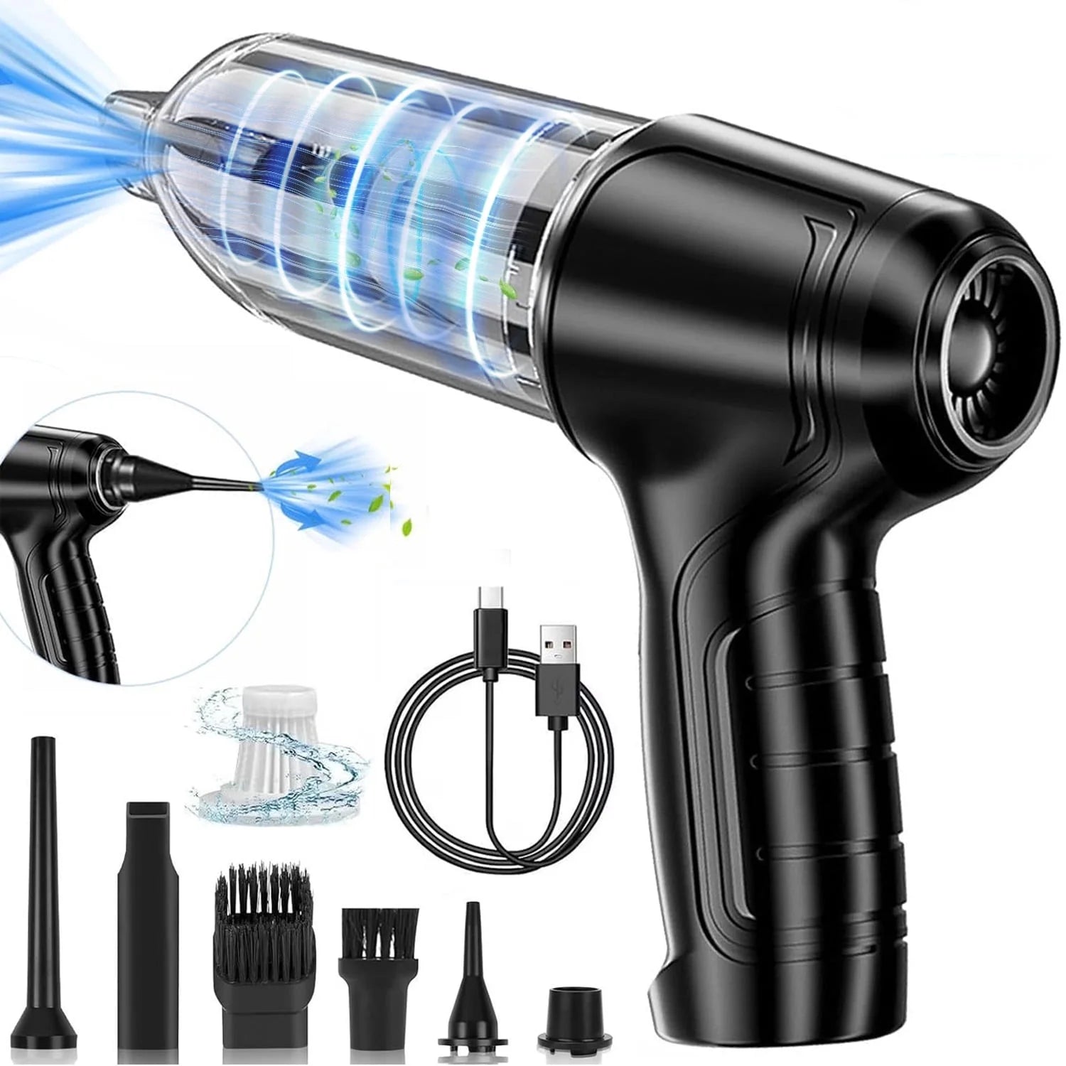 Car Handheld Vacuum Cleaner, 12000Pa Portable 3 in 1 Cordless Air Duster & Air Blower & Pump Mini Dust Vacuum with 4000Mah Battery, Multi-Nozzles for Car Home Office