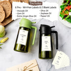 16Oz Olive Oil Sprayer for Cooking, 2 in 1 Olive Oil Spray Bottle and Oil Dispenser with Stickers for Kitchen, Salad, BBQ & Air Fryer, Black&Green