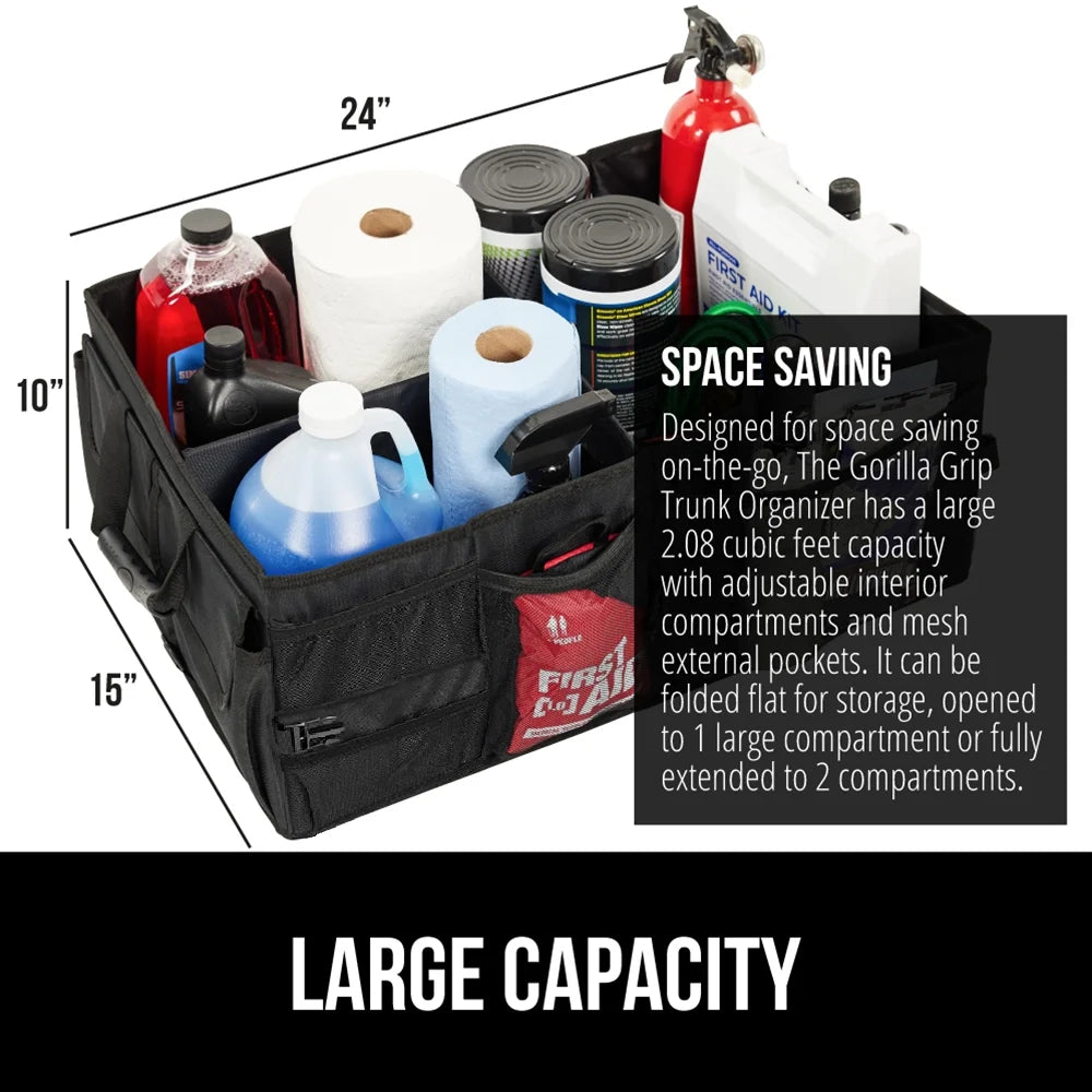 Trunk Storage Organizer, Collapsible Container for Car Sedan or SUV, Black