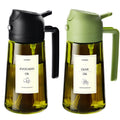 16Oz Olive Oil Sprayer for Cooking, 2 in 1 Olive Oil Spray Bottle and Oil Dispenser with Stickers for Kitchen, Salad, BBQ & Air Fryer, Black&Green