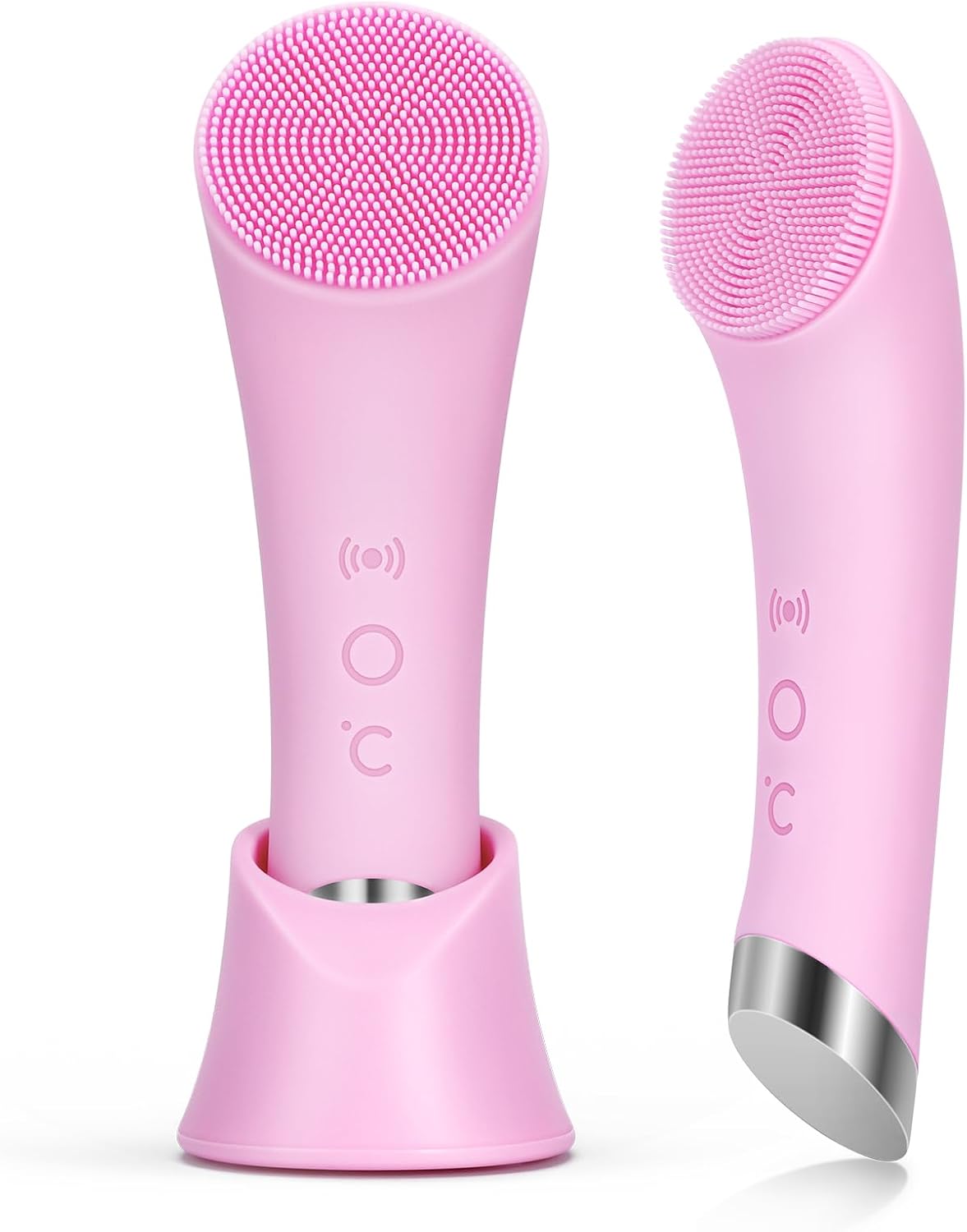 Revolutionary Rechargeable Silicone Facial Cleansing Brush with Heat Massage and Vibrating Exfoliation - Perfect for Deep Cleaning and Skincare Enhancement (Pink)