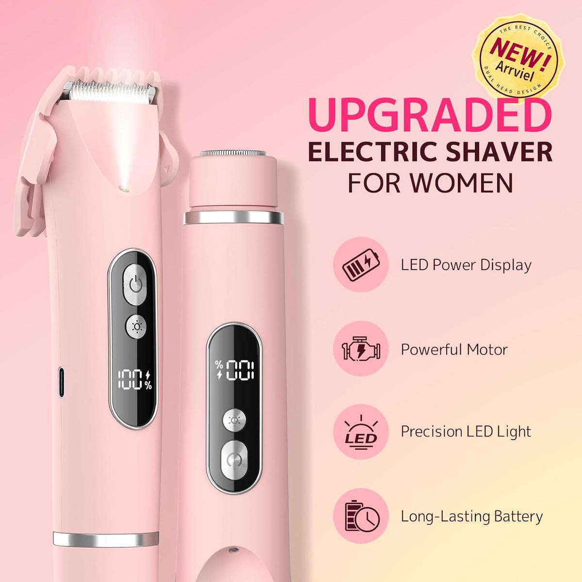 Revolutionary Bikini Trimmer for Women – Smooth Electric Razor for Sensitive Skin, IPX7 Waterproof Wet & Dry Cordless Shaver for All Areas – Perfect for Bikini, Pubic Hair, Face, Underarms & Legs (Pink)