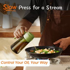 16Oz Olive Oil Sprayer for Cooking, 2 in 1 Olive Oil Spray Bottle and Oil Dispenser with Stickers for Kitchen, Salad, BBQ & Air Fryer, Black&Green