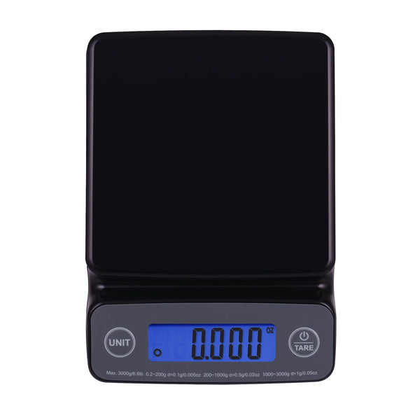 6LB High Precision Digital Kitchen Scale with Blue Backlit, Black