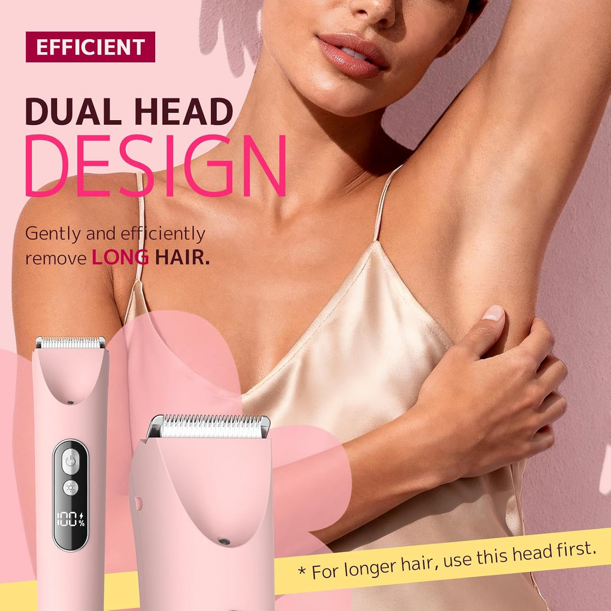 Revolutionary Bikini Trimmer for Women – Smooth Electric Razor for Sensitive Skin, IPX7 Waterproof Wet & Dry Cordless Shaver for All Areas – Perfect for Bikini, Pubic Hair, Face, Underarms & Legs (Pink)