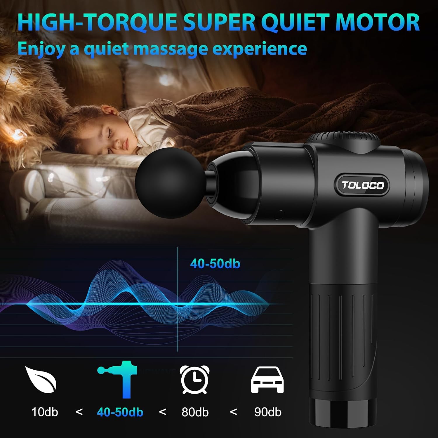 Ultimate Deep Tissue Massage Gun for Athletes - Pain Relief Percussion Massager with 10 Attachments & Whisper-Quiet Motor - Perfect Relaxation Gift for Men & Women, Sleek Black Design