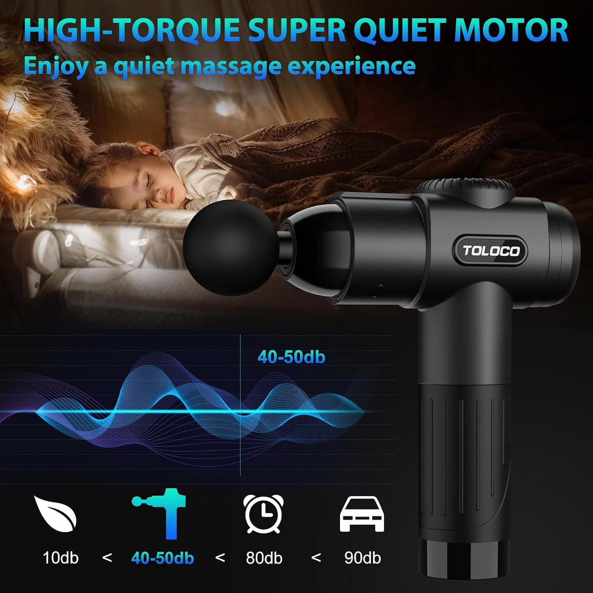 Ultimate Deep Tissue Massage Gun for Athletes - Pain Relief Percussion Massager with 10 Attachments & Whisper-Quiet Motor - Perfect Relaxation Gift for Men & Women, Sleek Black Design