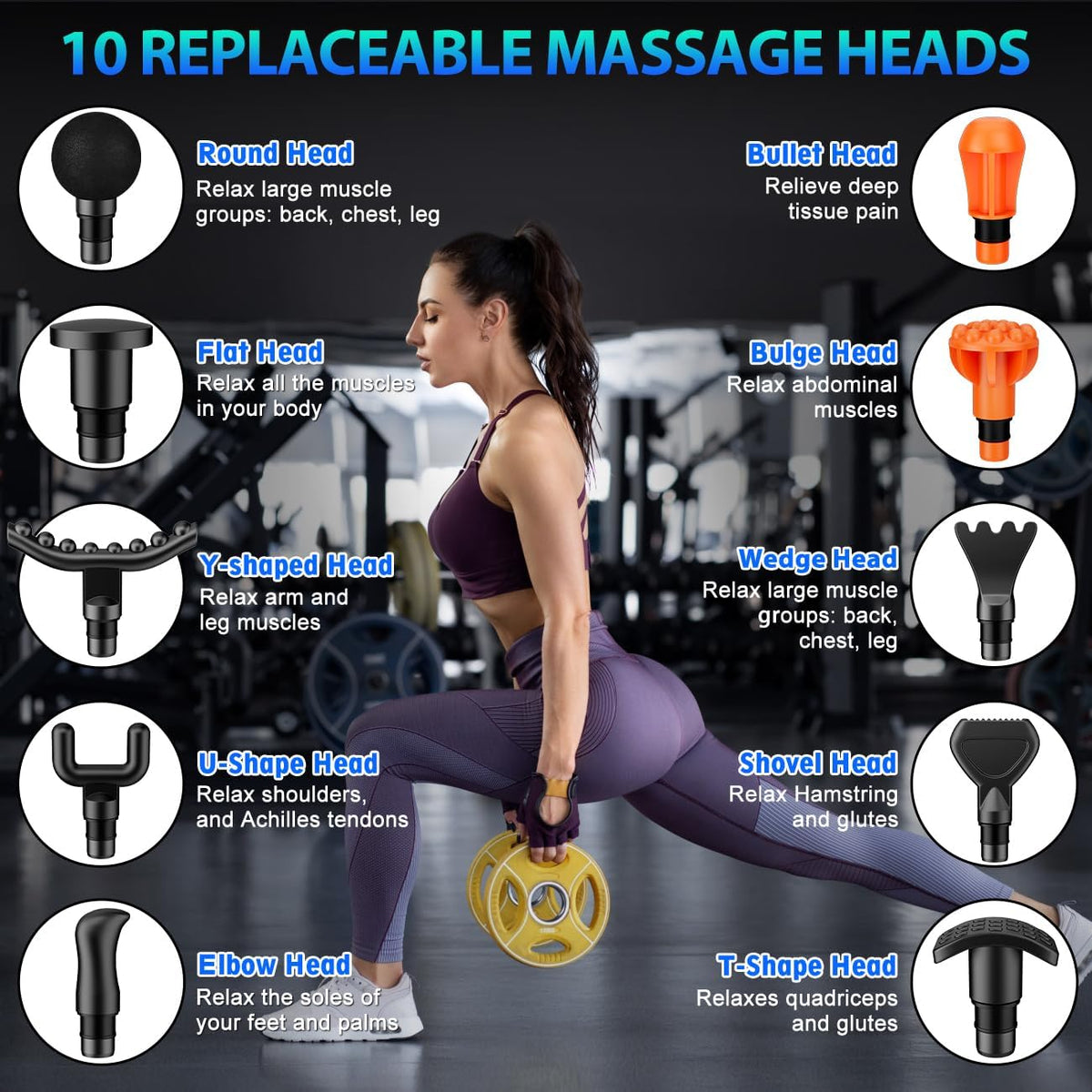Ultimate Deep Tissue Massage Gun for Athletes - Pain Relief Percussion Massager with 10 Attachments & Whisper-Quiet Motor - Perfect Relaxation Gift for Men & Women, Sleek Black Design