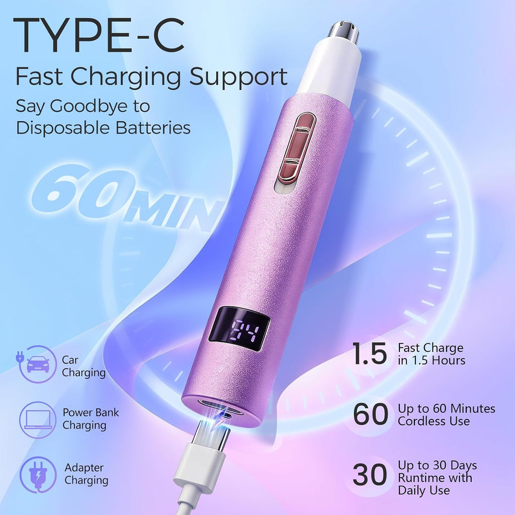 Ultimate 2-in-1 LED Display Nose and Eyebrow Hair Trimmer for Effortless Grooming - Rechargeable, Painless, and Travel-Friendly