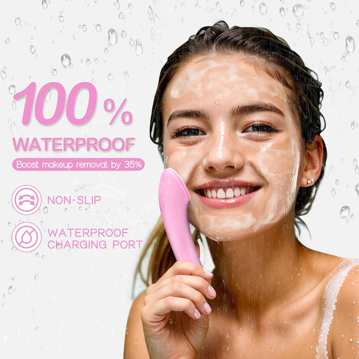Revolutionary Rechargeable Silicone Facial Cleansing Brush with Heat Massage and Vibrating Exfoliation - Perfect for Deep Cleaning and Skincare Enhancement (Pink)