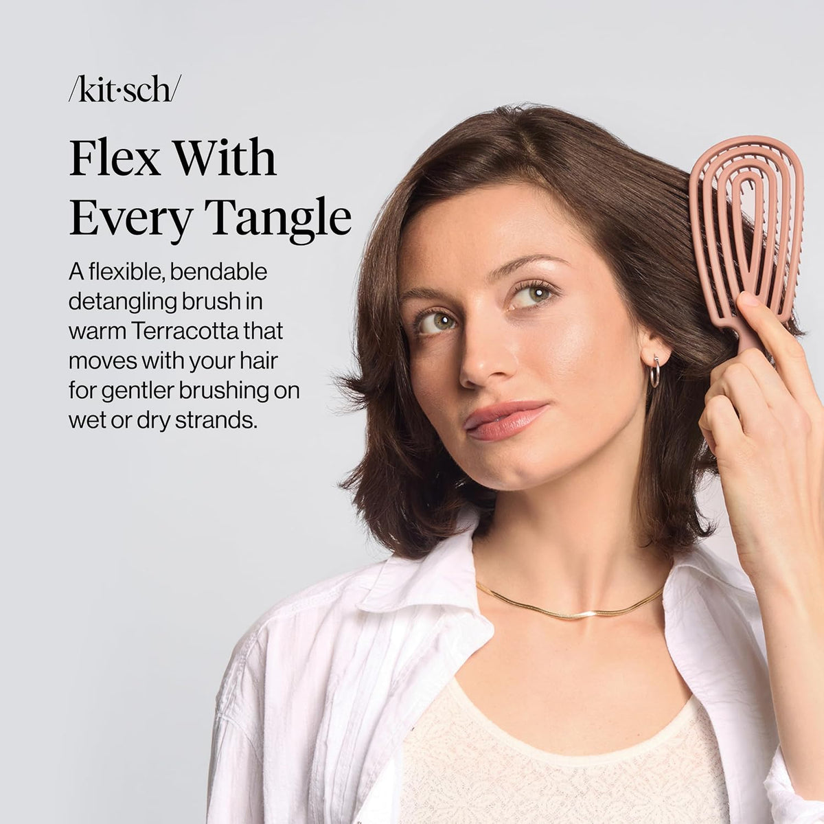 Flexi Flow Detangler Brush - Effortless Styling for All Hair Types in Terracotta
