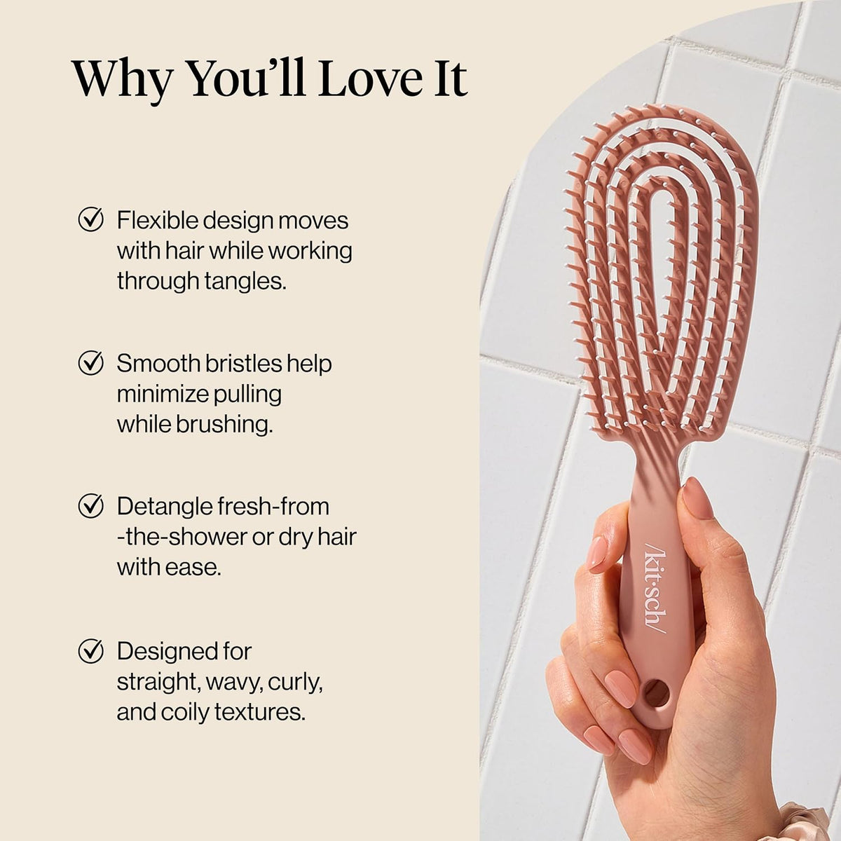 Flexi Flow Detangler Brush - Effortless Styling for All Hair Types in Terracotta