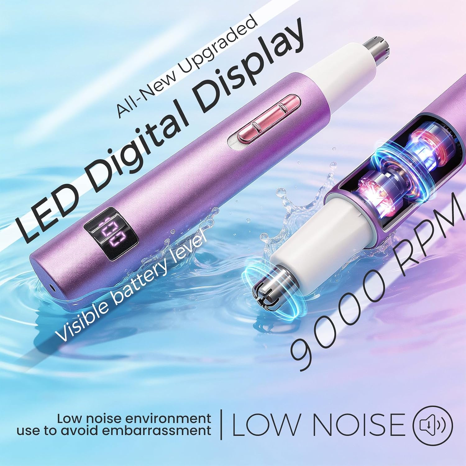 Ultimate 2-in-1 LED Display Nose and Eyebrow Hair Trimmer for Effortless Grooming - Rechargeable, Painless, and Travel-Friendly