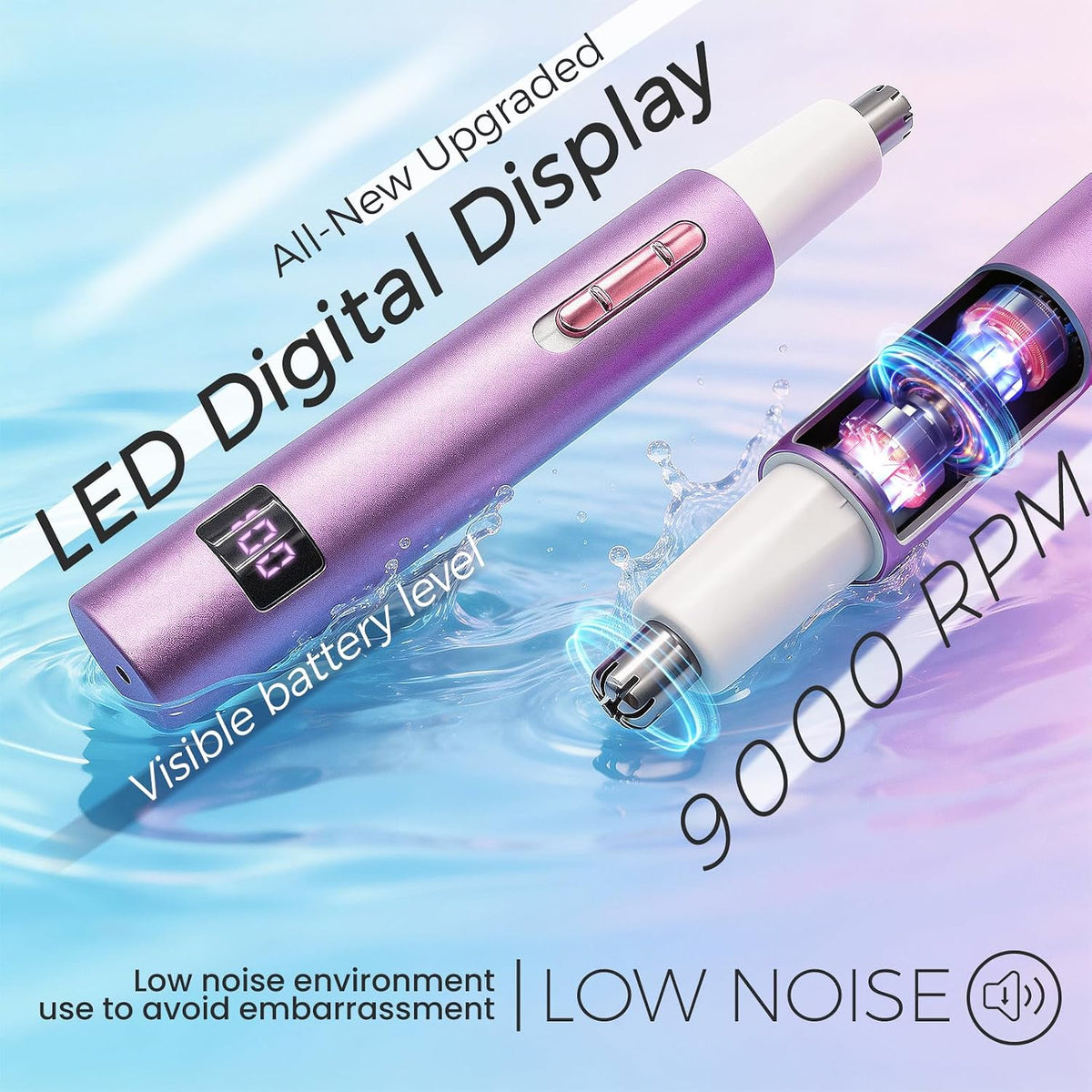 Ultimate 2-in-1 LED Display Nose and Eyebrow Hair Trimmer for Effortless Grooming - Rechargeable, Painless, and Travel-Friendly