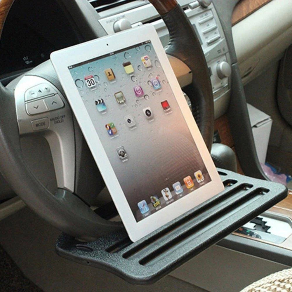 Portable Car Steering Wheel Desk Table Steering Wheel Tray Eating Laptop Stand Table Holder Fits Most Vehicles Steering Wheels for Travels (Black)