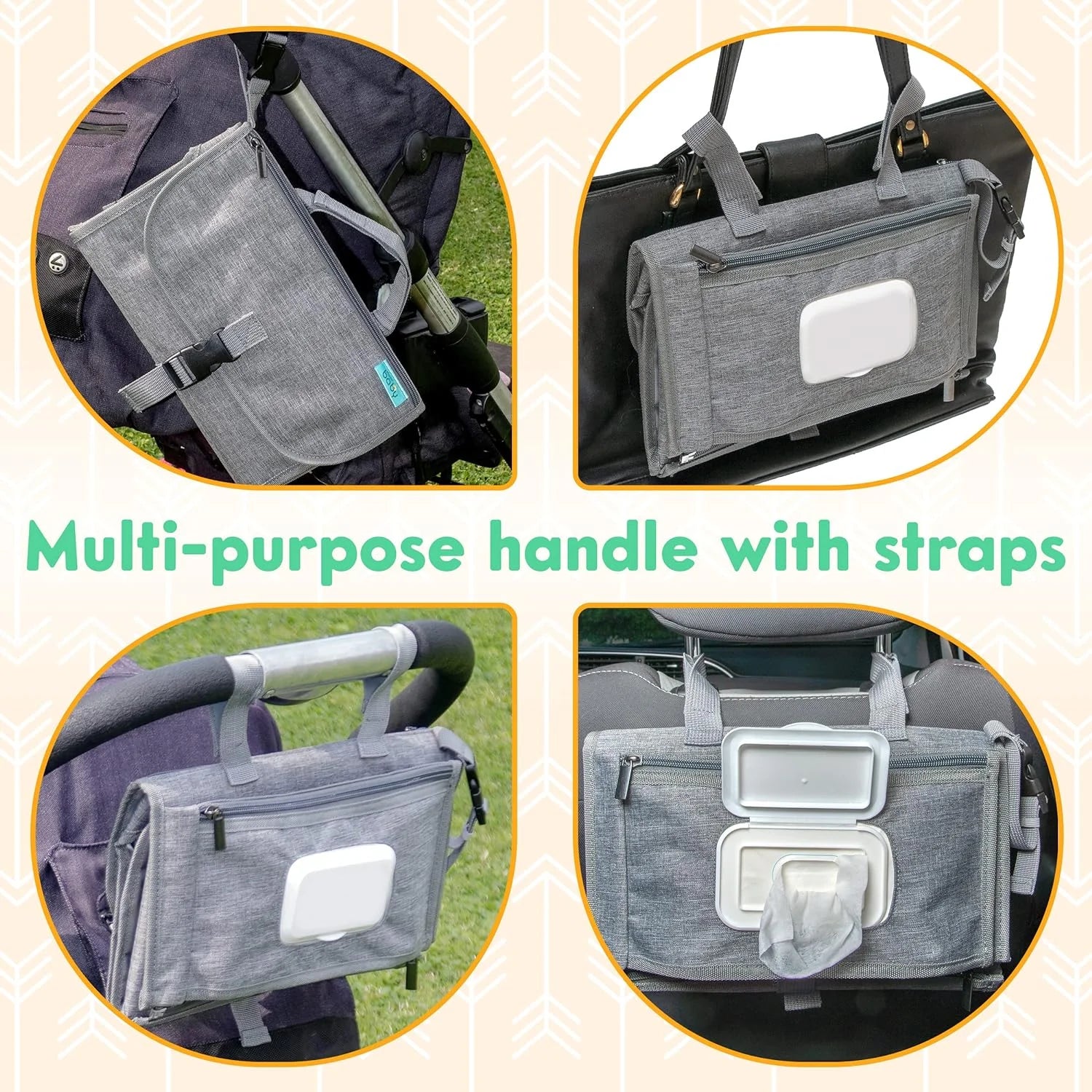 Portable Diaper Changing Pad with Wipes Pocket, Travel Changing Mat for Baby, Premium Grey, 1 Piece