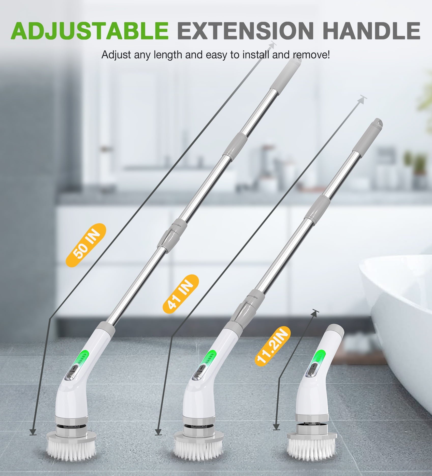 Electric Spin Scrubber, Cordless Bathroom Scrubber Cleaning Brush for Floor, Bathtub, Kitchen