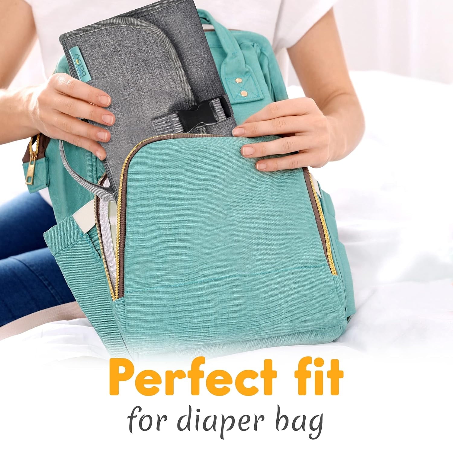 Portable Diaper Changing Pad with Wipes Pocket, Travel Changing Mat for Baby, Premium Grey, 1 Piece