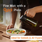 16Oz Olive Oil Sprayer for Cooking, 2 in 1 Olive Oil Spray Bottle and Oil Dispenser with Stickers for Kitchen, Salad, BBQ & Air Fryer, Black&Green